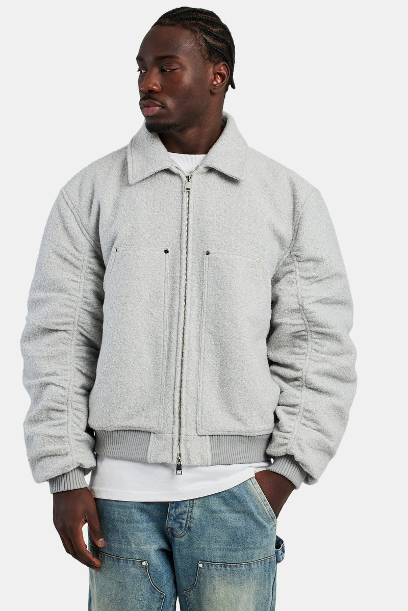 Wool Harrington Jacket Light Grey Mens Outerwear Shop