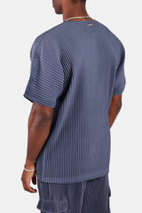 Oversized Pleated T-Shirt - Dusty Blue