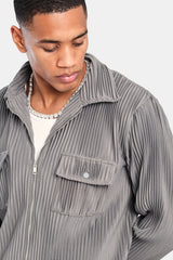 Pleated Utility Jacket  - Dark Grey