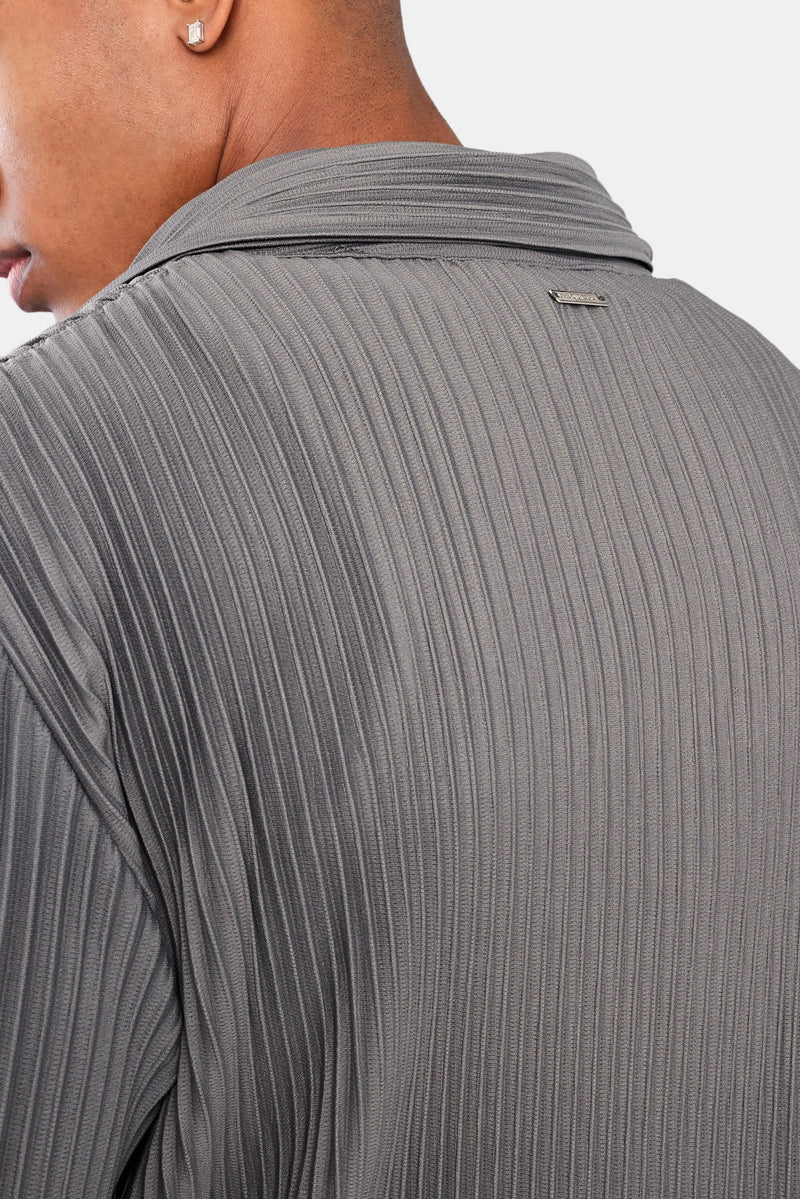 Pleated Utility Jacket  - Dark Grey