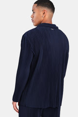 Pleated Utility Jacket  - Navy