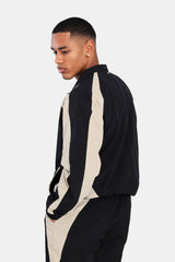 Nylon Panelled Tracksuit - Black