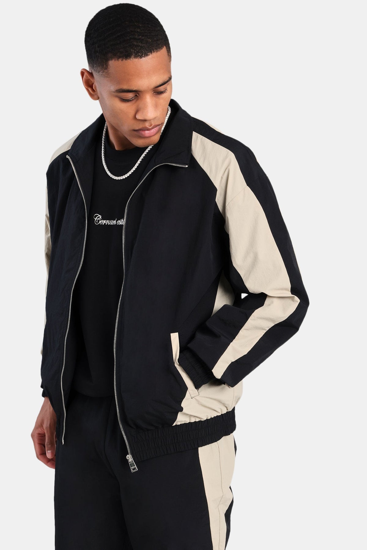 Nylon Panelled Track - Black | Mens Sets | Shop Tracksuits at 
