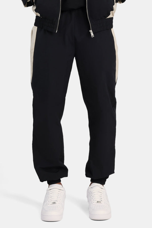 Nylon Panelled Track Joggers - Black