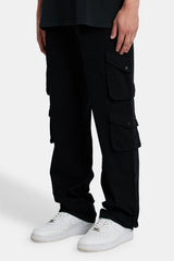 Twill Cotton Cargo Trouser - Black