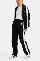 Cernucci Embroidered Varsity Track Jacket - Black