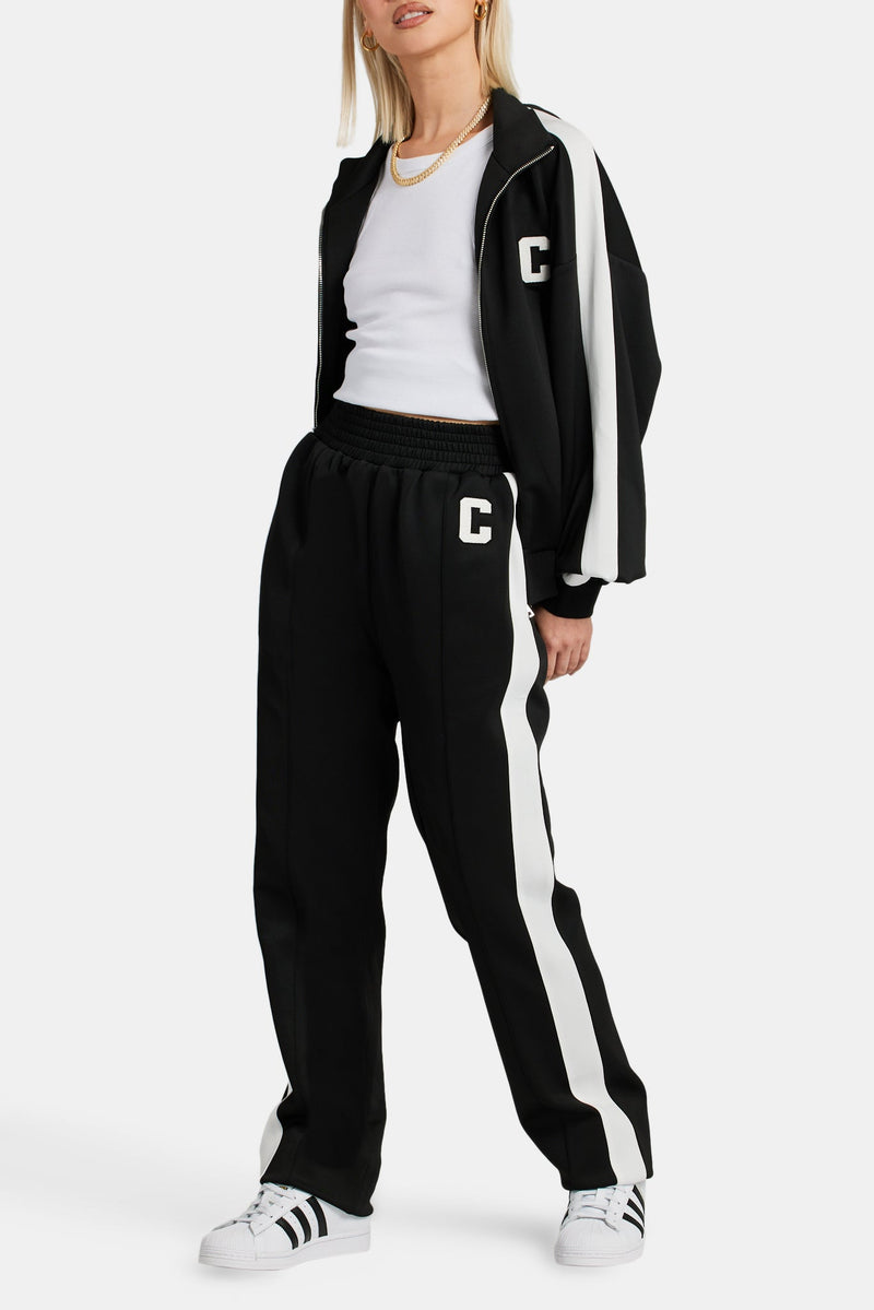 Cernucci Embroidered Varsity Track Jacket - Black