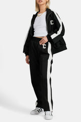 Cernucci Embroidered Varsity Track Pant - Black