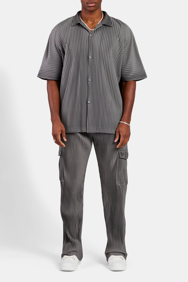 Relaxed Pleated Cargo Trouser - Dark Grey