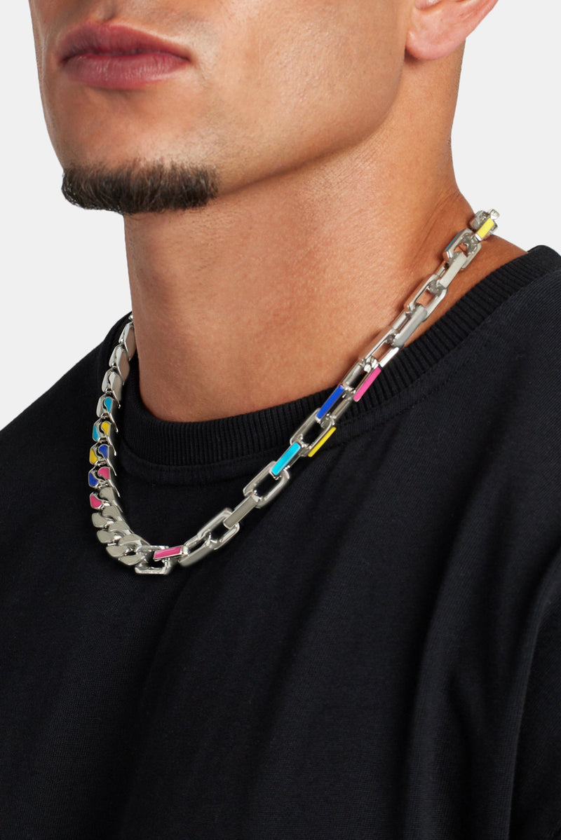 Colour Enamel Cuban and Link Mix Chain