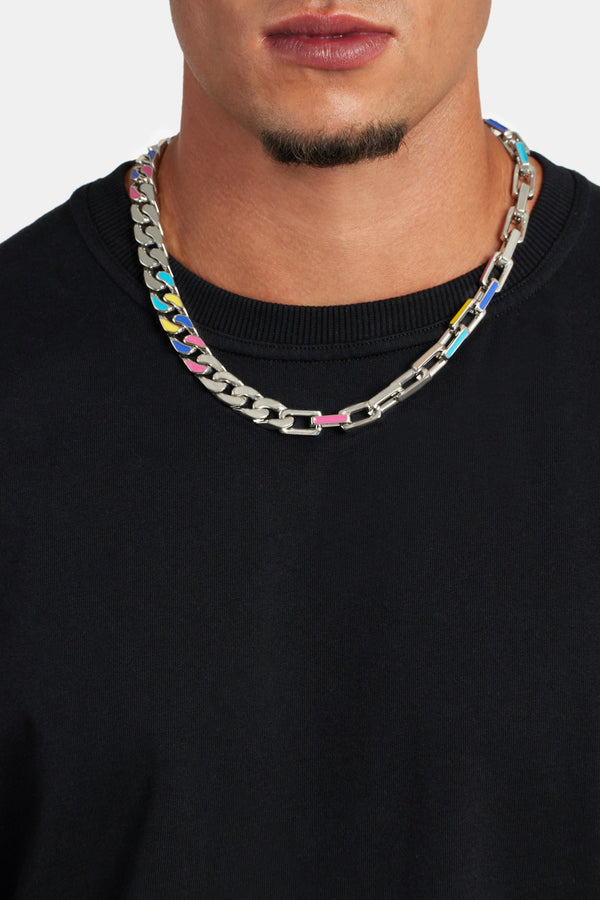 Colour Enamel Cuban and Link Mix Chain