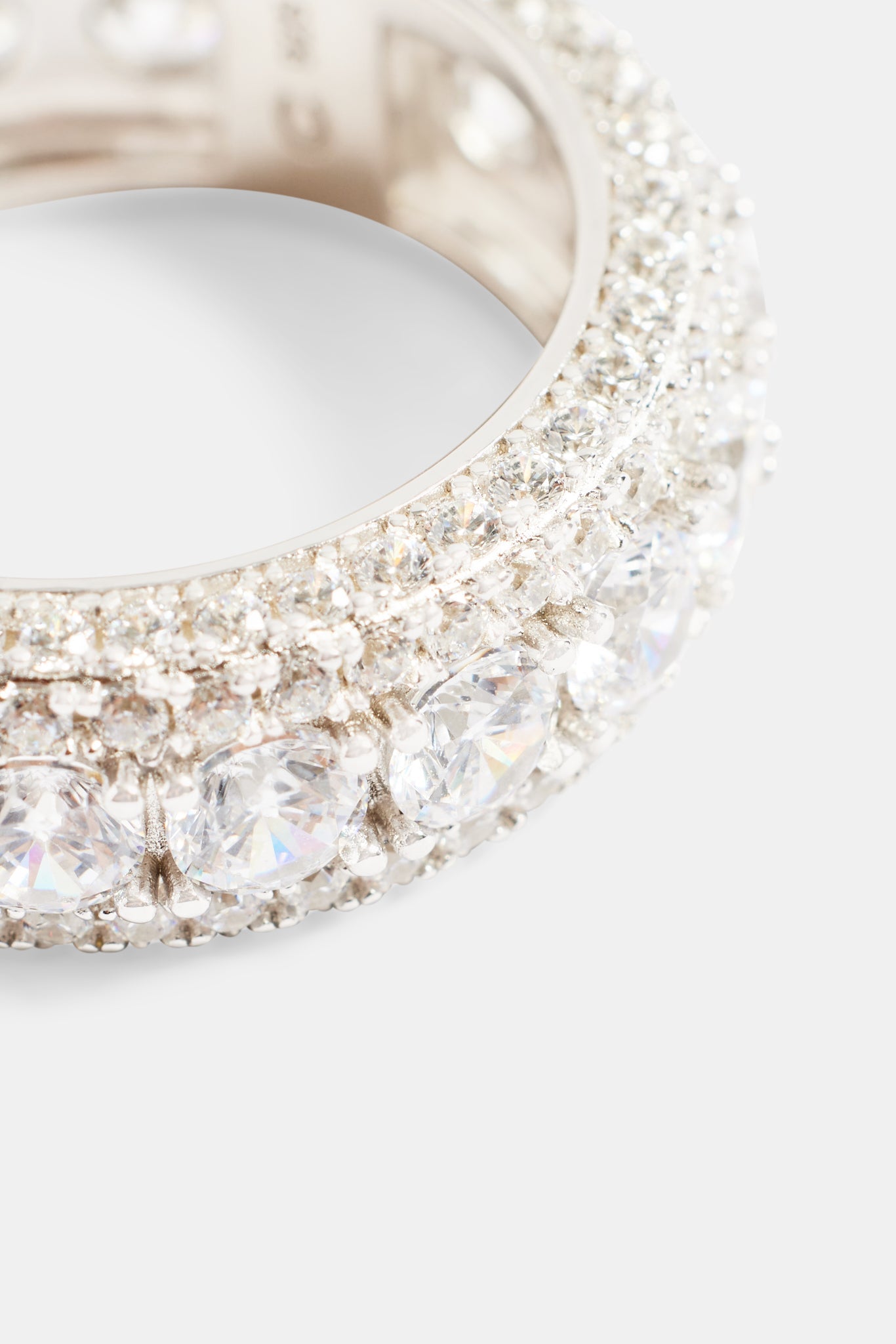 Sterling Silver Iced CZ Mixed Size Ring