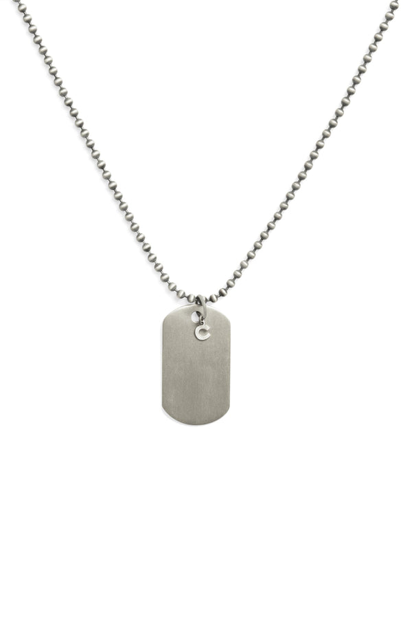 925 Sterling Silver Oxidised Dog Tag Necklace