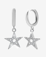 Iced Star Earrings - White Gold