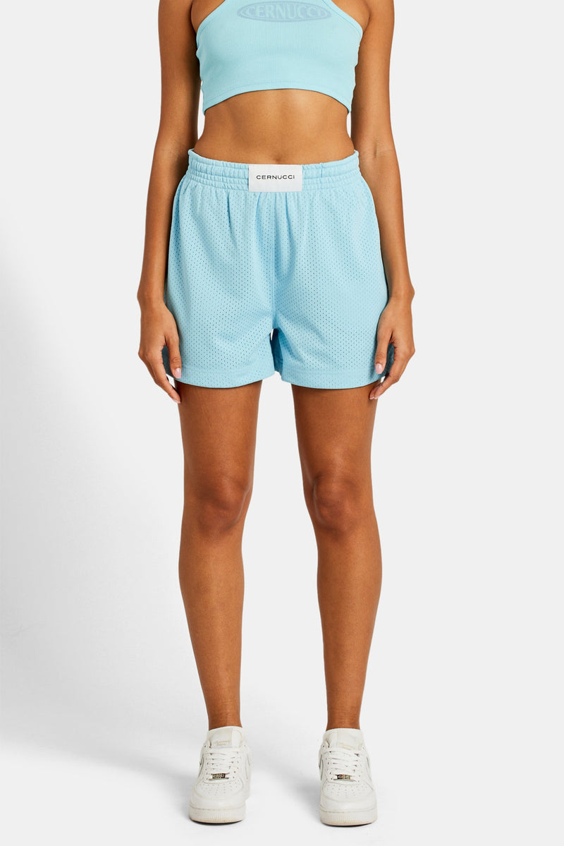 Mesh Shorts With Label - Blue