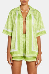 Cernucci Repeat Logo Border Satin Shirt - Lime