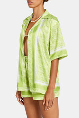 Cernucci Repeat Logo Border Satin Shirt - Lime