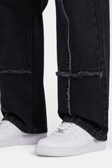 Baggy Fit Raw Edge Jean - Washed Black