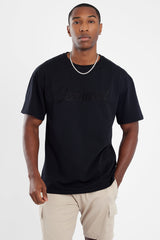 Oversized Cernucci Classic Embroidered T-Shirt - Black