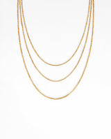 Triple Layer Box Chain Necklace - Gold