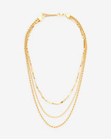 Triple Layer Snake And Twist Necklace - Gold