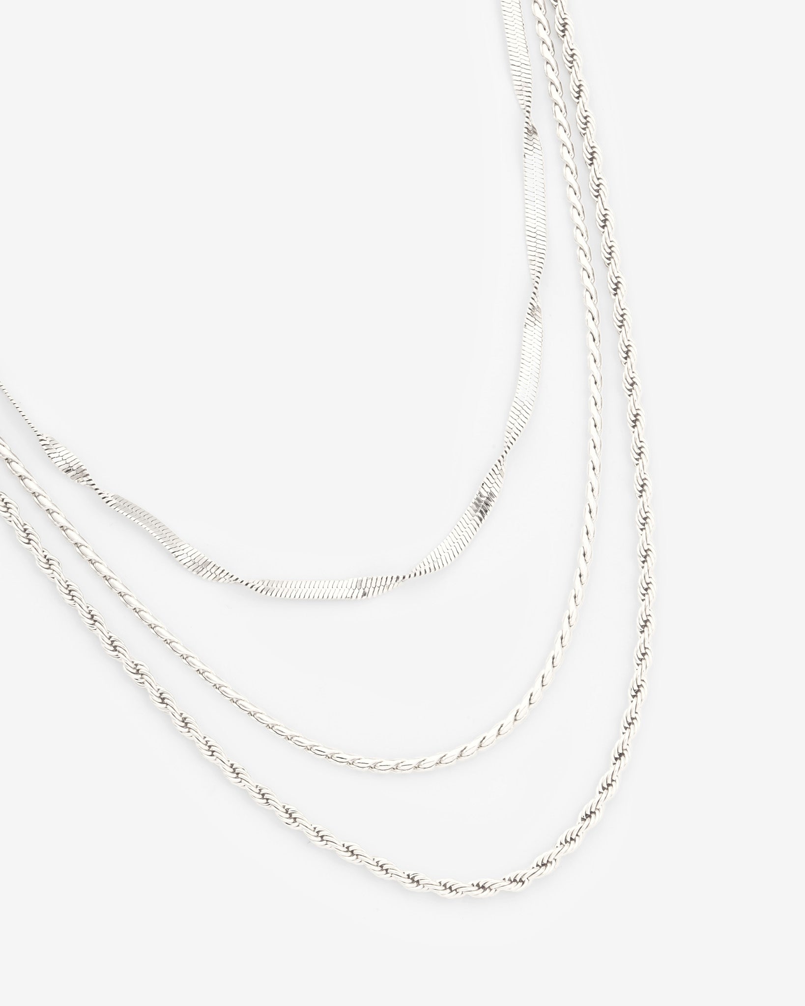 Triple Layer Snake And Twist Necklace