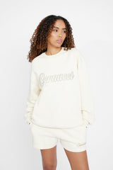 Oversized Cernucci Embroidered Sweatshirt - Ecru