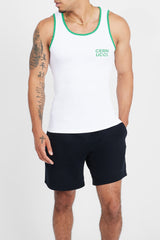 Embroidered Muscle Fit Vest - White & Green