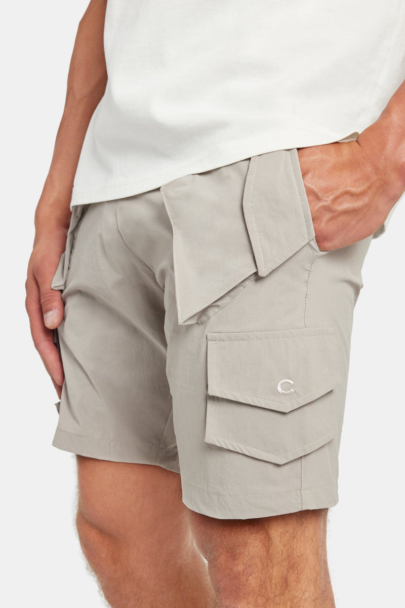 Nylon Cargo Shorts - Taupe