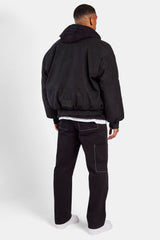 Relaxed Contrast Stitch Cargo Trouser - Black