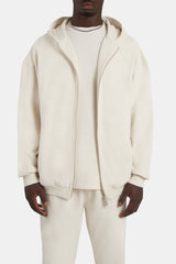 Oversized Zip Through Hoodie - Oat