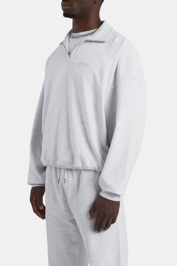 Half Zip Sweatshirt - Light Grey Marl