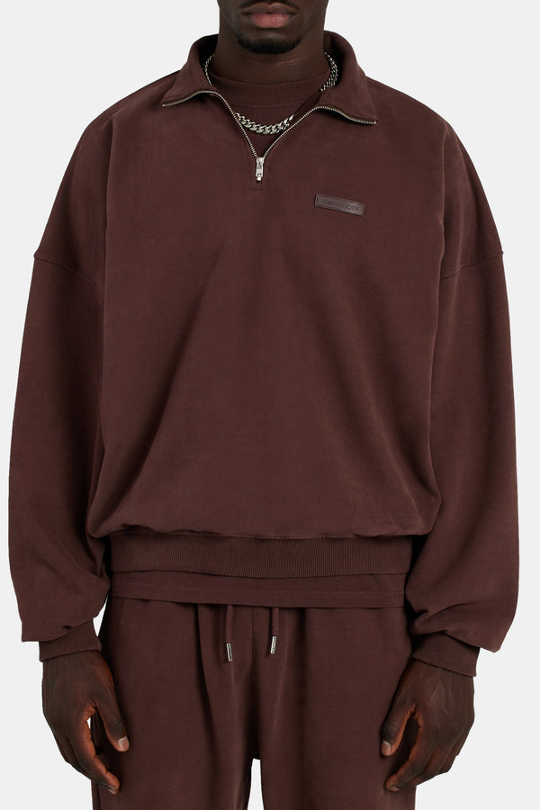 Half Zip Sweatshirt - Chestnut