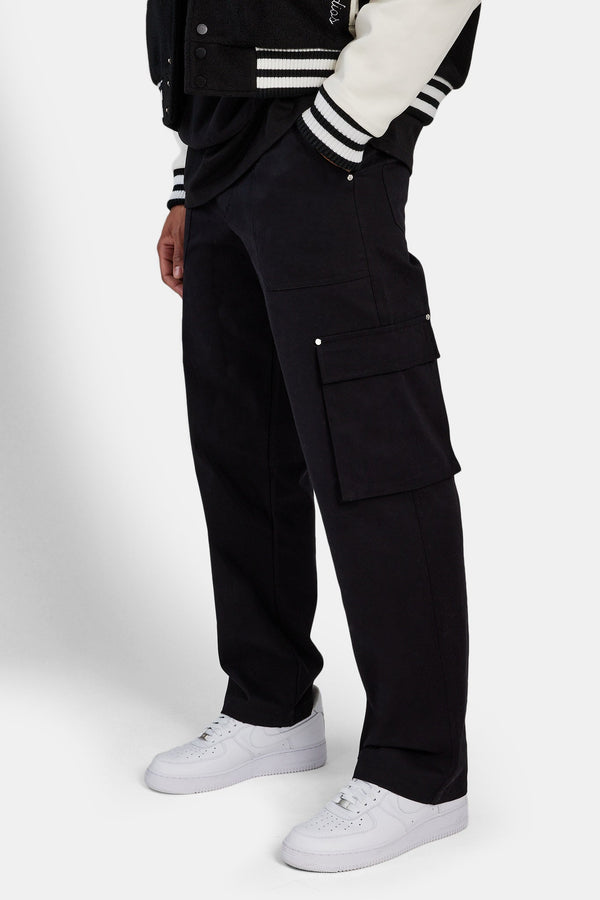 Relaxed Cargo Pocket Trousers - Black