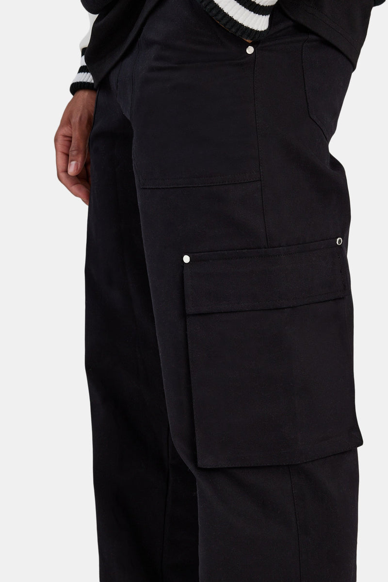 Relaxed Cargo Pocket Trousers - Black