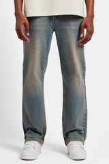 Relaxed Rhinestone Pocket Detail Jeans  - Antique Wash