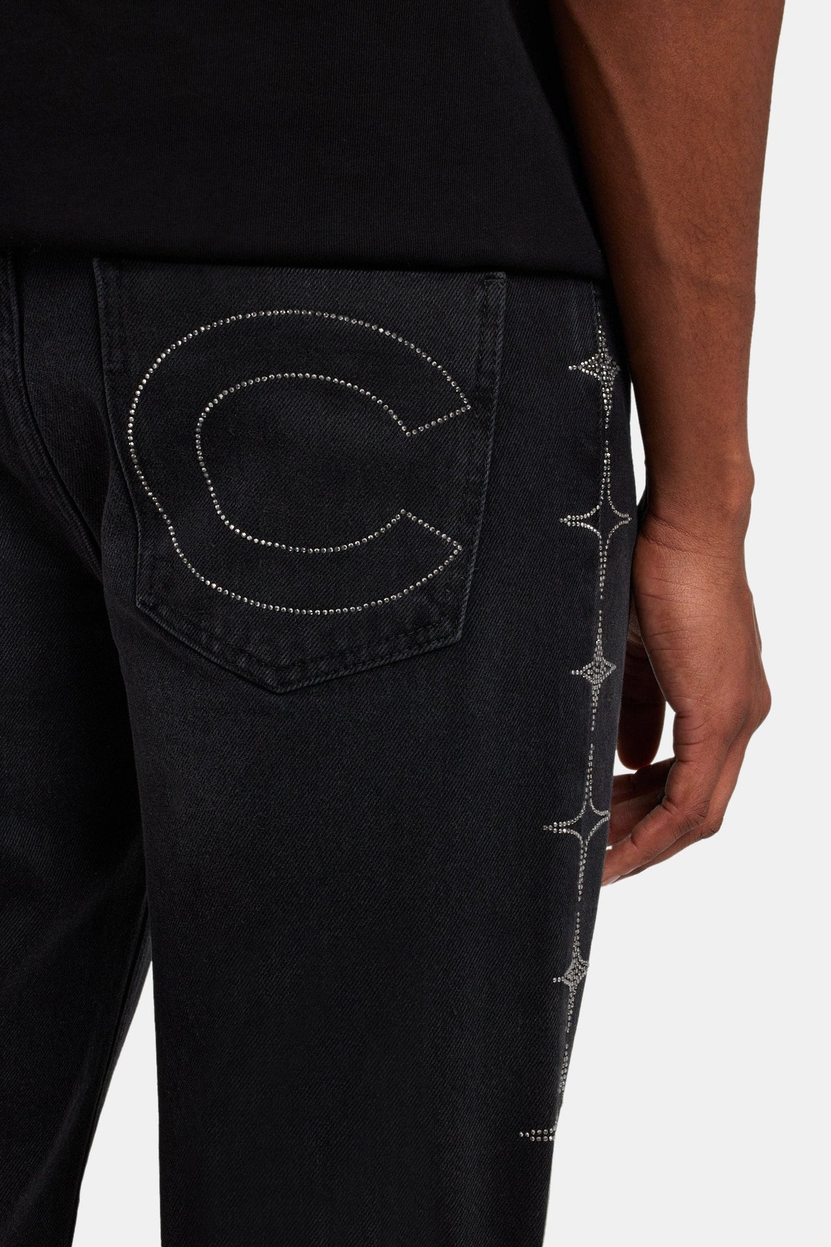 Relaxed Rhinestone Star Jeans - Washed Black | Mens Denim | Shop 