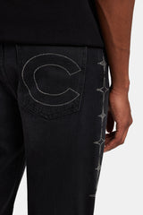 Relaxed Rhinestone Star Jeans - Washed Black