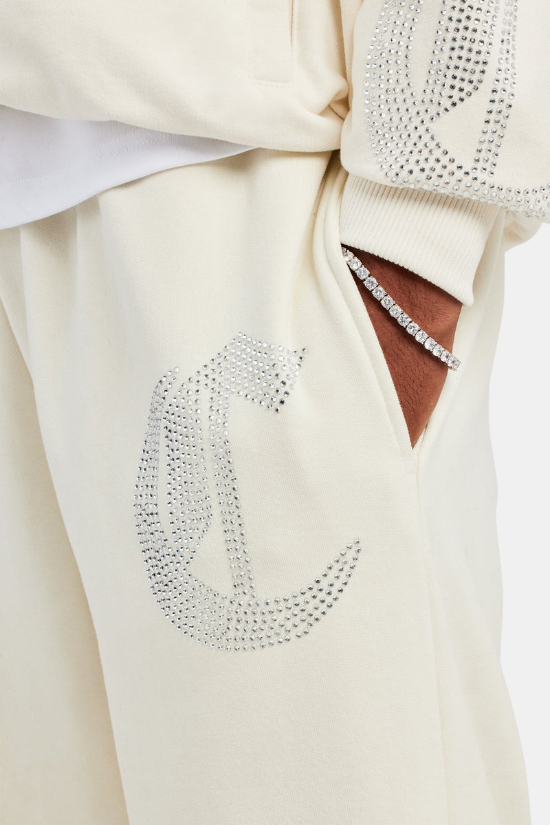 C Repeat Rhinestone Tracksuit - Ecru