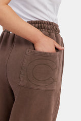 Acid Wash Wide Leg Jogger - Washed Brown