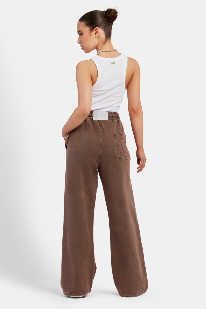 Acid Wash Wide Leg Jogger - Washed Brown