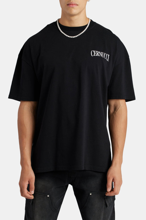Oversized Dobermann Graphic T-Shirt - Black