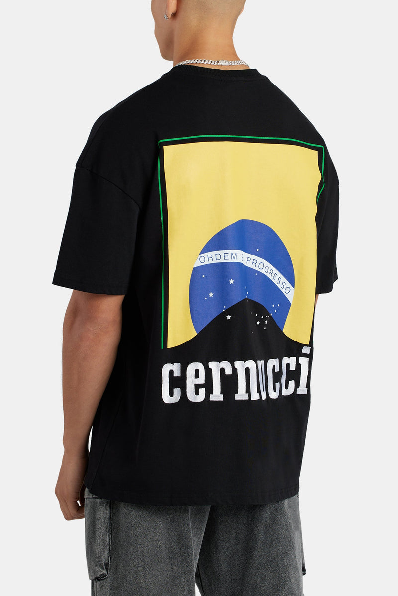 Oversized Brazil Back Graphic T-Shirt - Black