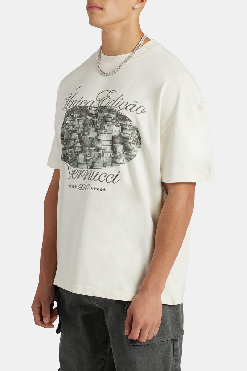 Oversized Favela Graphic T-Shirt  - Ecru
