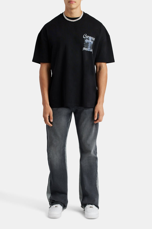 Oversized Iced Cross Graphic T-Shirt - Black