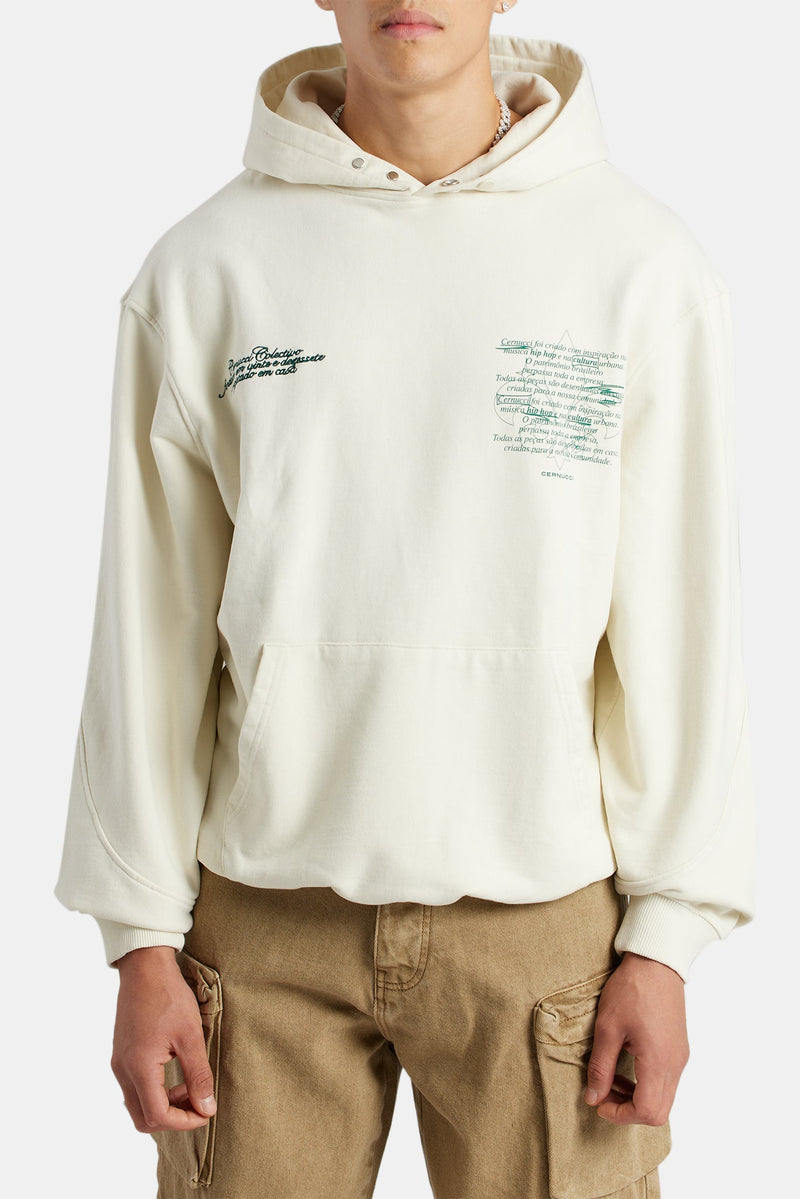 Cernucci Text Graphic Hoodie - Ecru