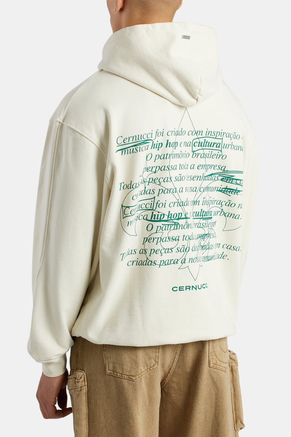 Cernucci Text Graphic Hoodie - Ecru