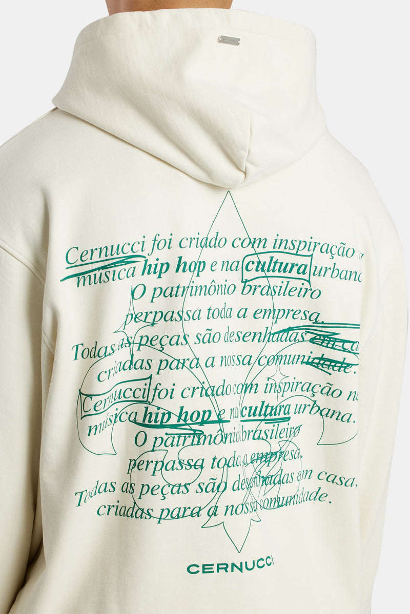 Cernucci Text Graphic Hoodie - Ecru