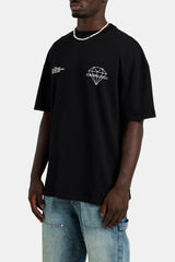 Oversized Diamond Print T-Shirt - Black