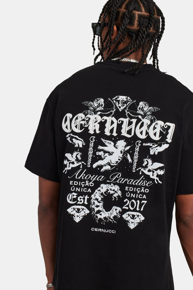 Cernucci Back Graphic Oversized T-Shirt - Black